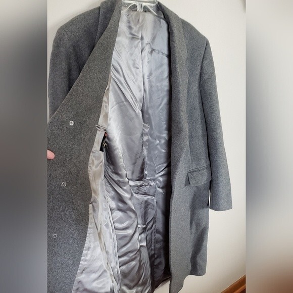 Cashmere & Wool Blend Men's Gray Dress Coat Size 42 - Picture 3 of 12